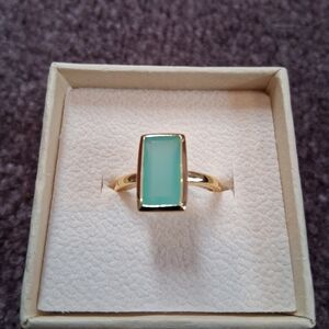Size 7 Aqua Calcedony Gold Plated Ring